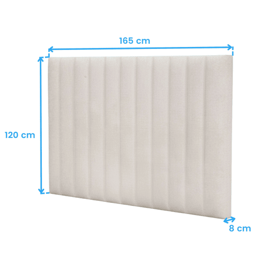Cabeceira de cama Bursa de 165 cm, bege, moderna, estofada em tecido de poliéster não removível, 165 x 120 x 8 cm