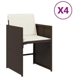 Cadeiras de jardim - Cadeiras de exterior com almofadões 4 pcs vime PE castanho