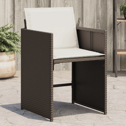 Cadeiras de jardim - Cadeiras de exterior com almofadões 4 pcs vime PE castanho