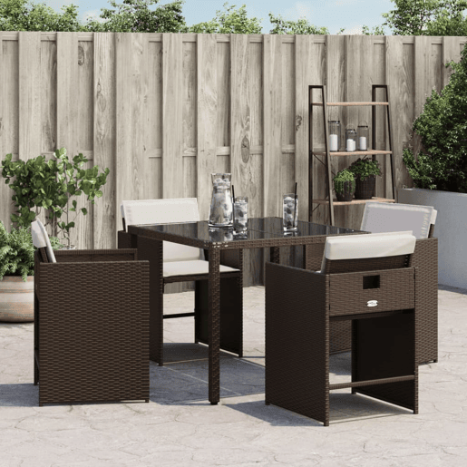 Cadeiras de jardim - Cadeiras de exterior com almofadões 4 pcs vime PE castanho