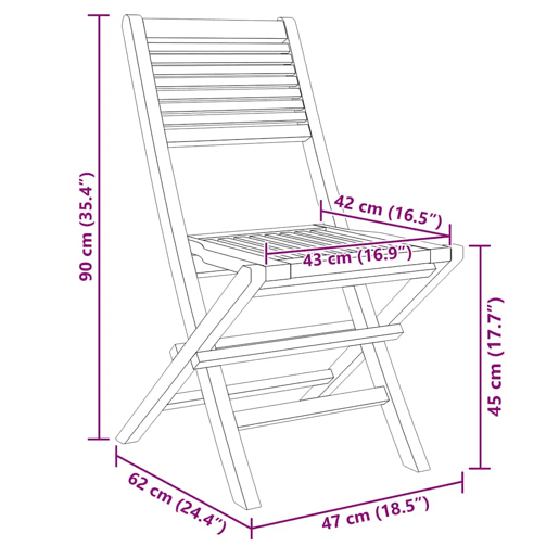 Cadeiras de jardim - Cadeiras de exterior dobráveis 6 pcs 47x62x90 cm teca maciça