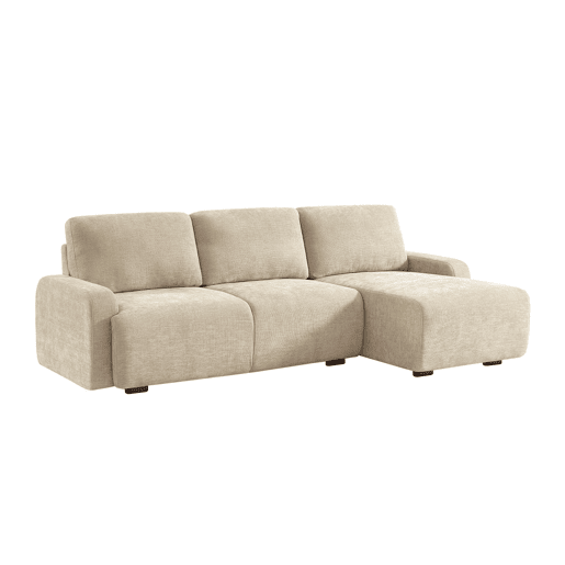 Sofá de canto direito de 3 lugares , Dany, Beige, 260x139x87 cm