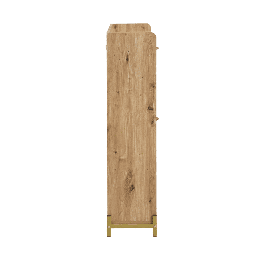 Estante para sapatos moderna com 4 portas - Móvel compacto para entrada - Estilo madeira