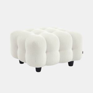 Pufe, descanso para os pés para sofá boucle texturada de 3 lugares, Leon boucle, Creme, 78x70x48 cm