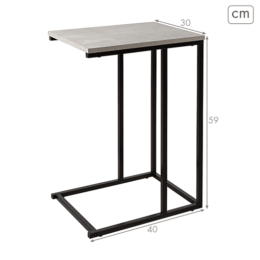 Max Home Mesa de apoio para sofá efeito cimento 40x30x59 cm