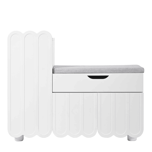 Sapateira moderna com 3 portas, gaveta e almofada - Branca - Sapateiras compactas para corredor