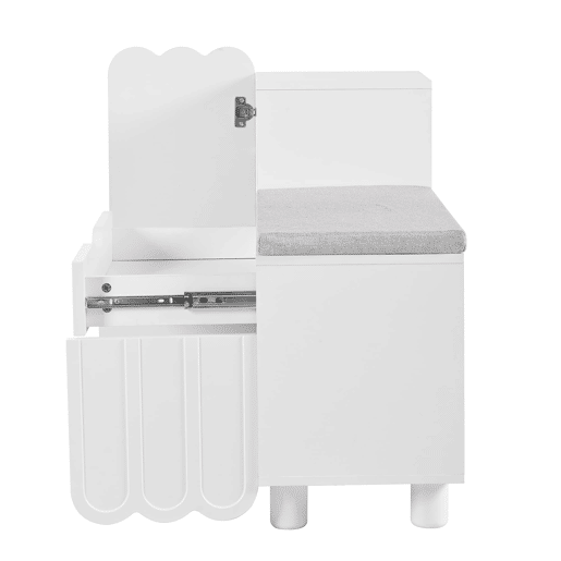 Sapateira moderna com 3 portas, gaveta e almofada - Branca - Sapateiras compactas para corredor