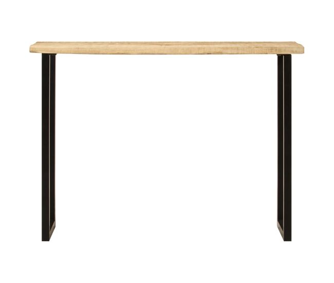 Mesa consola con borde natural madera mango maciza 105x33x76 cm