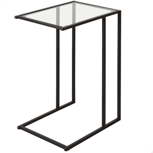 Max Home Mesa de apoio para sofá em metal e vidro 40x30x59 cm