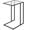 Max Home Mesa de apoio para sofá em metal e vidro 40x30x59 cm