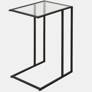 Max Home Mesa de apoio para sofá em metal e vidro 40x30x59 cm