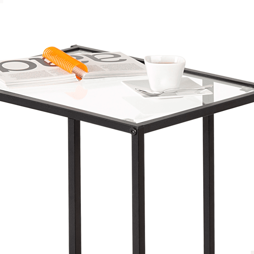 Max Home Mesa de apoio para sofá em metal e vidro 40x30x59 cm