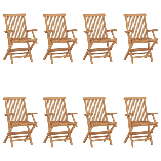 Cadeiras de jardim - Cadeiras de exterior dobráveis 8 pcs madeira de teca maciça