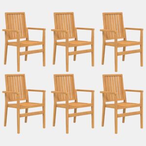 Cadeiras de jardim - Cadeiras de exterior empilháveis 6 pcs 56,5x57,5x91cm teca maciça