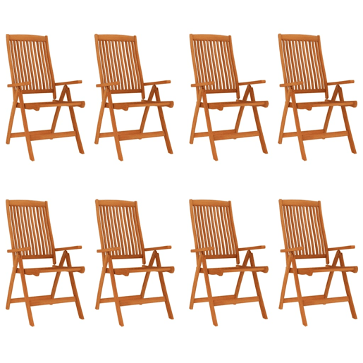 Cadeiras de jardim - Cadeiras de exterior dobráveis 8 pcs eucalipto maciço