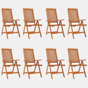 Cadeiras de jardim - Cadeiras de exterior dobráveis 8 pcs eucalipto maciço