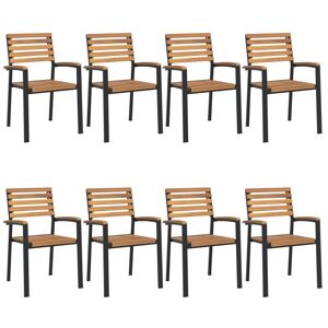 Cadeiras de jardim - Cadeiras de exterior empilháveis 8 pcs acácia maciça e metal