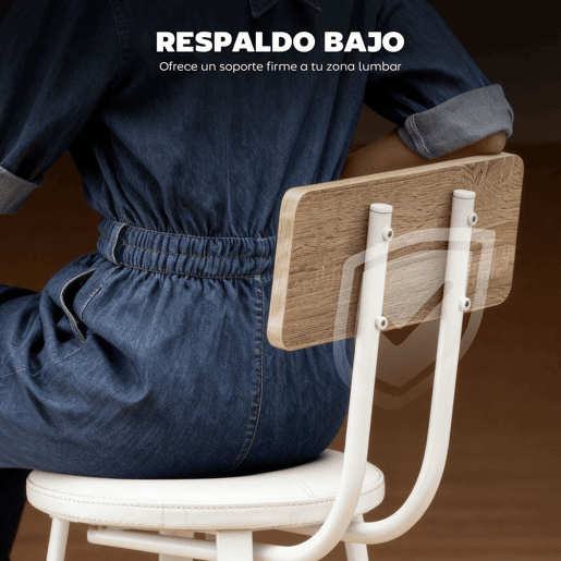 HOMCOM Conjunto de 2 Bancos de Bar Bancos Altos de Cozinha com Encosto e Apoio para Pés Estofados em PU Assento com 75,5 cm de Altura Fácil Montagem Estilo Industrial 41,5x36,5x99,5 cm Madeira e Branco