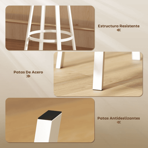 HOMCOM Conjunto de 2 Bancos de Bar Bancos Altos de Cozinha com Encosto e Apoio para Pés Estofados em PU Assento com 75,5 cm de Altura Fácil Montagem Estilo Industrial 41,5x36,5x99,5 cm Madeira e Branco