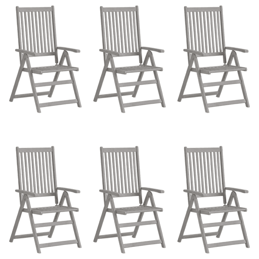 Cadeiras de jardim - Cadeiras de exterior reclináveis 6 pcs acácia maciça cinzento