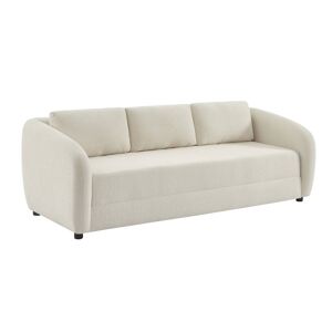 Sofá-cama conversível tecido chenille, 3 lugares, Twist, Branco, 220x95x76 cm