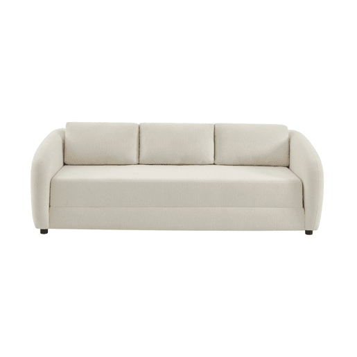 Sofá-cama conversível tecido chenille, 3 lugares, Twist, Branco, 220x95x76 cm