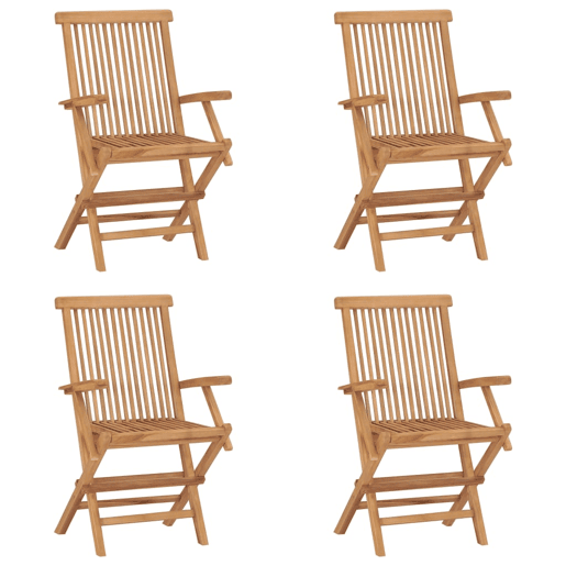 Cadeiras de jardim - Cadeiras de exterior dobráveis 4 pcs madeira de teca maciça