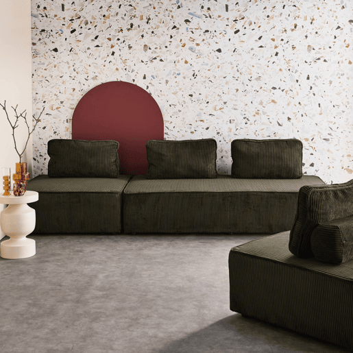 Sofá modular em tecido veludo cotelê de 4 lugares, Lao, 180x90x78 cm