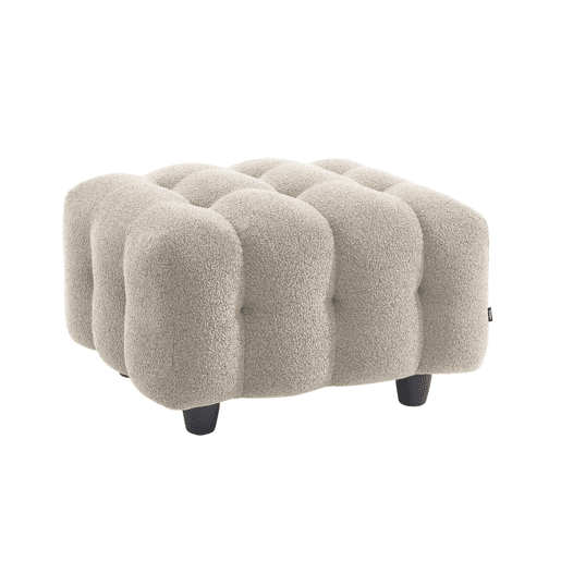 Pufe, descanso para os pés para sofá boucle texturada de 3 lugares, Leon boucle, Beige, 78x70x48 cm