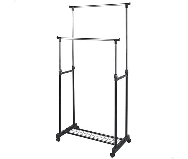 Max home burro ropa doble altura ajustable con ruedas y rejilla inferior