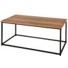 Max Home Mesa de centro em metal e madeira clara 90x48x40 cm