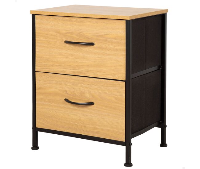 Max home mesita de noche madera y tela 40x30x52 cm