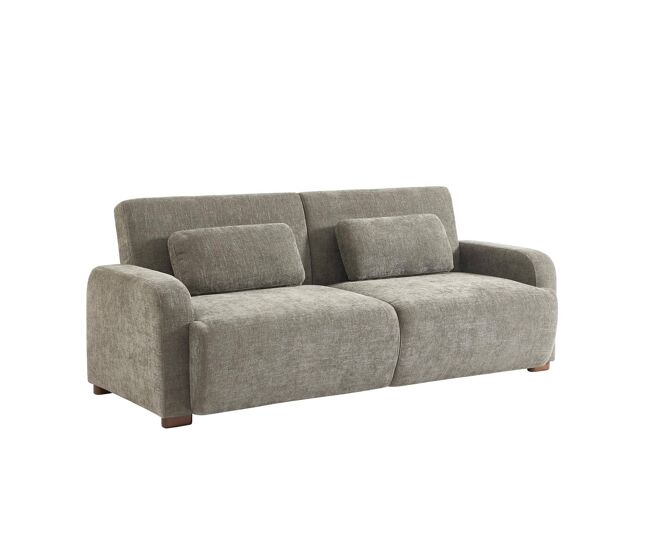 Sofá cama en tejido tela lisa de 3 plazas verde grisáceo - 211x92x85 cm