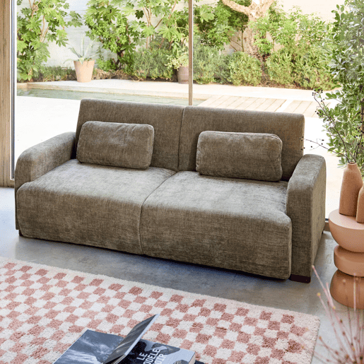 Sofá-cama conversível de 3 lugares, Dany, Verde cinzento, 211x92x85 cm