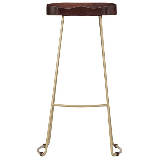 Conjunto de dois bancos de bar de design em madeira de mangueira maciça 1202077