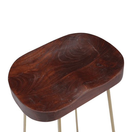 Conjunto de dois bancos de bar de design em madeira de mangueira maciça 1202077