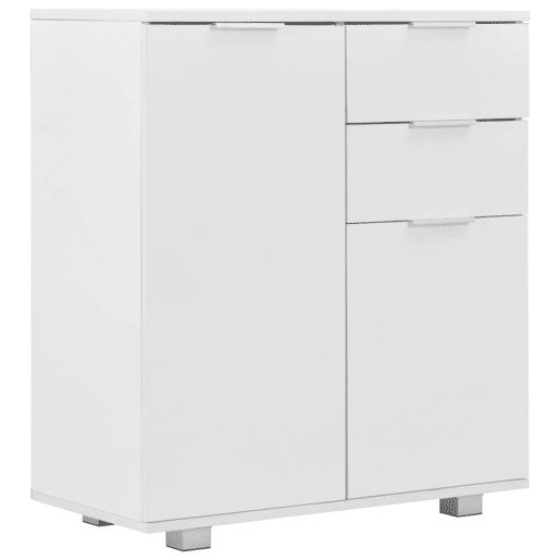 Buffet aparador cômoda armário unidade de armazenamento organizador cozinha sala brilhante 71 x 35 x 80 cm madeira trabalhada branco 02_0030767