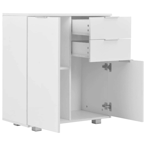 Buffet aparador cômoda armário unidade de armazenamento organizador cozinha sala brilhante 71 x 35 x 80 cm madeira trabalhada branco 02_0030767
