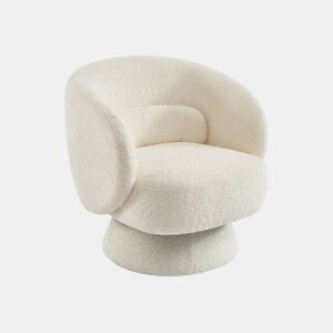 Cadeira giratória 360° em tecido texturado , Elias, Creme, 76x76x76.5 cm
