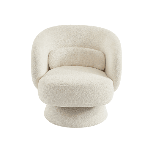 Cadeira giratória 360° em tecido texturado , Elias, Creme, 76x76x76.5 cm