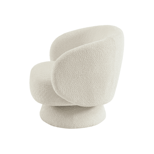 Cadeira giratória 360° em tecido texturado , Elias, Creme, 76x76x76.5 cm