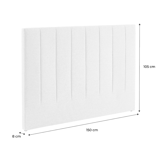 Cabeceira para cama de casal revestimento em tecido, 140cm, Cole, Beige, 150x8x105 cm