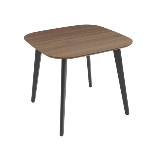 Mesa de jantar quadrada efeito madeira com pés de metal para 4 lugares, Azylis, Madeira de nogueira, 90x90x76 cm