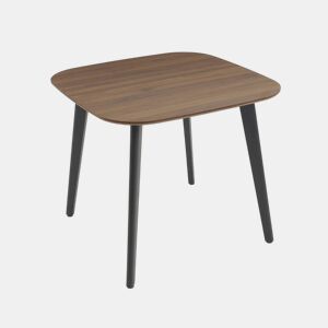 Mesa de jantar quadrada efeito madeira com pés de metal para 4 lugares, Azylis, Madeira de nogueira, 90x90x76 cm