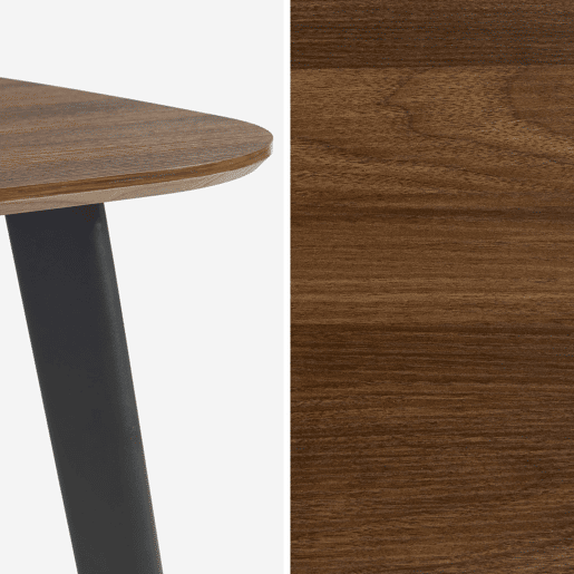 Mesa de jantar quadrada efeito madeira com pés de metal para 4 lugares, Azylis, Madeira de nogueira, 90x90x76 cm