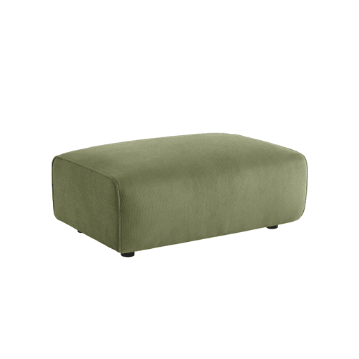 Pufe, repousa-pés para sofá veludo cotelê de 3 lugares, Wallas veludo, Verde, 102x70x41 cm