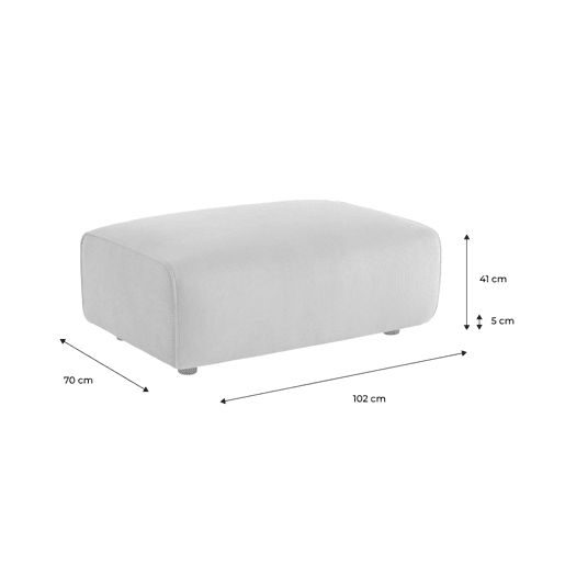 Pufe, repousa-pés para sofá veludo cotelê de 3 lugares, Wallas veludo, Verde, 102x70x41 cm