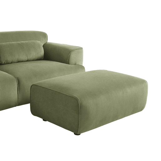 Pufe, repousa-pés para sofá veludo cotelê de 3 lugares, Wallas veludo, Verde, 102x70x41 cm