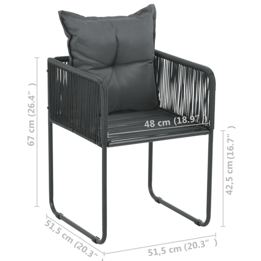 Cadeiras de exterior - Cadeiras de jardim 4 pcs c almofadões vime PE preto Cadeiras de exterior - Cadeiras de jardim 4 pcs c almofadões vime PE preto