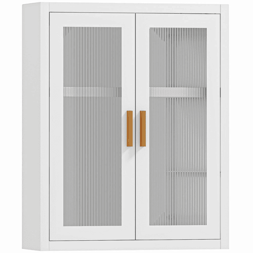 HOMCOM Armário de Casa de Banho de Parede Móvel Suspenso Moderno com Portas de Acrílico Prateleira Ajustável Fecho Magnético Armário de Arrumação para Lavandaria sobre o Sanitário 40x14x50 cm Branco